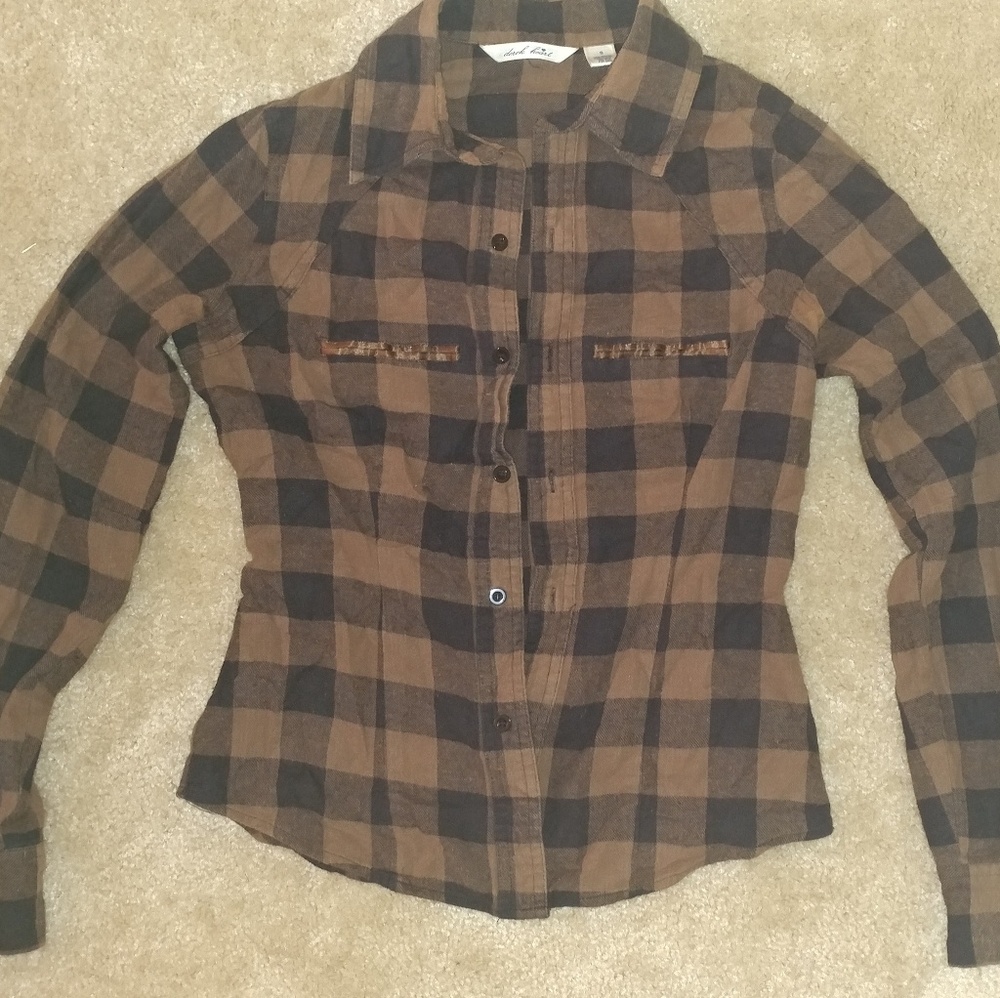 Brown and black long sleeved button up